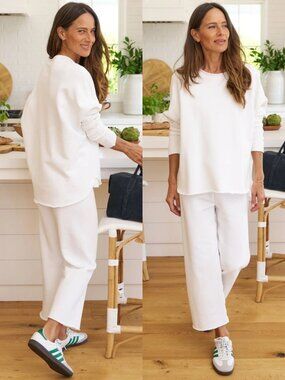 Frank & Eileen Tokyo Travel Set White Anna Capelet Catherine Sweatpant Size S